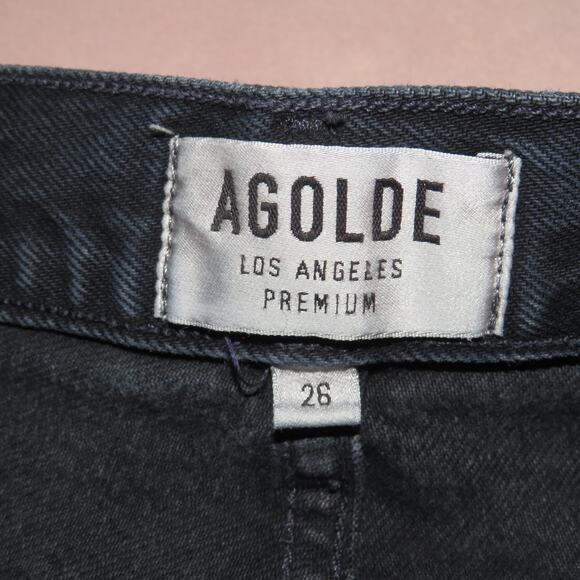 Agolde Black Wash Riley High Rise Cropped Straight Leg Jeans - Picture 9 of 11